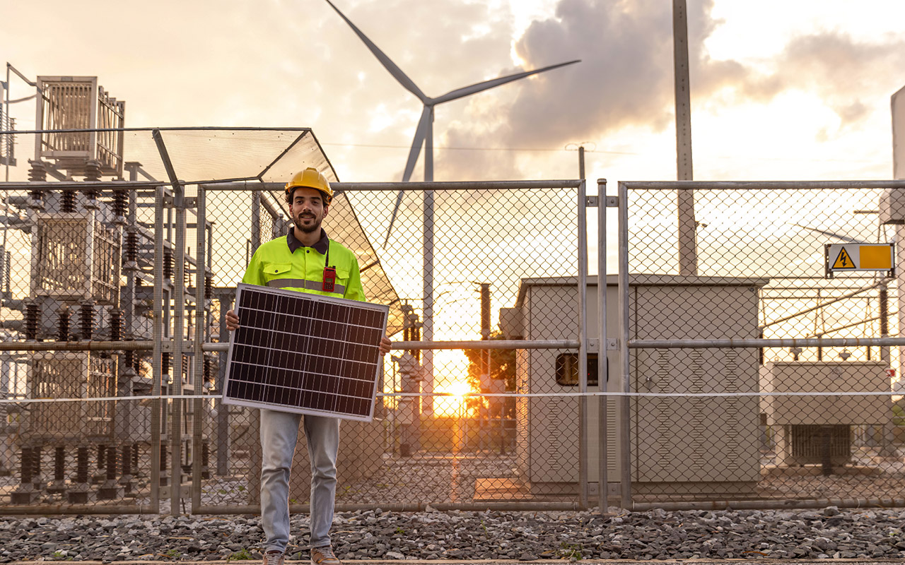 Solar energy panels in the field